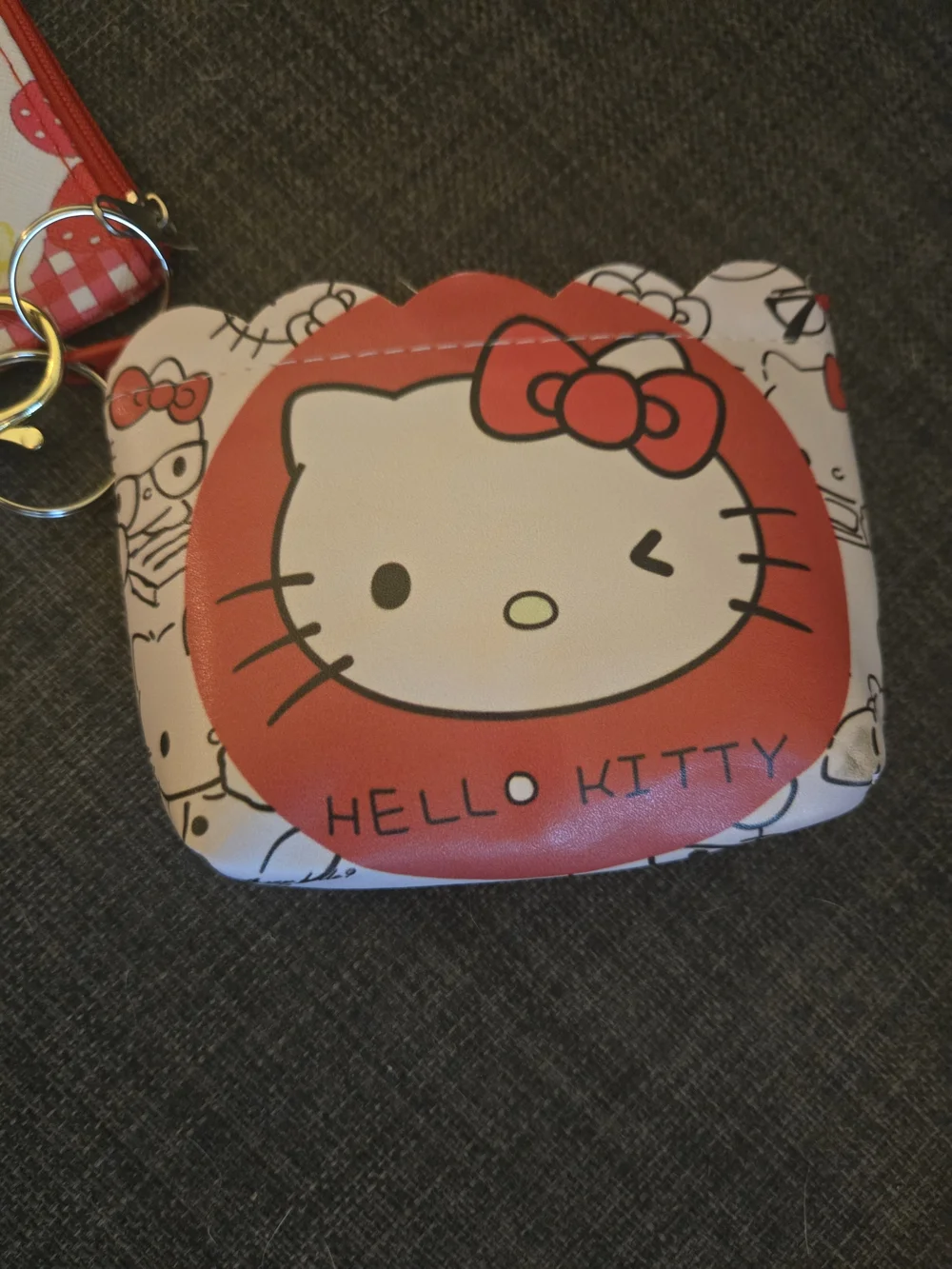 Hello Kitty Kids Pink White Coin Purses with Sparkle Keychain Bagcharm